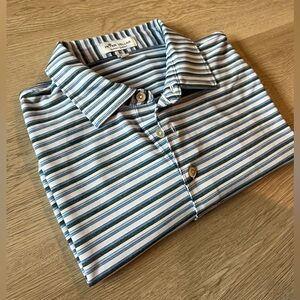 Peter Millar Summer Comfort Blue Striped Men's Polo Shirt Medium